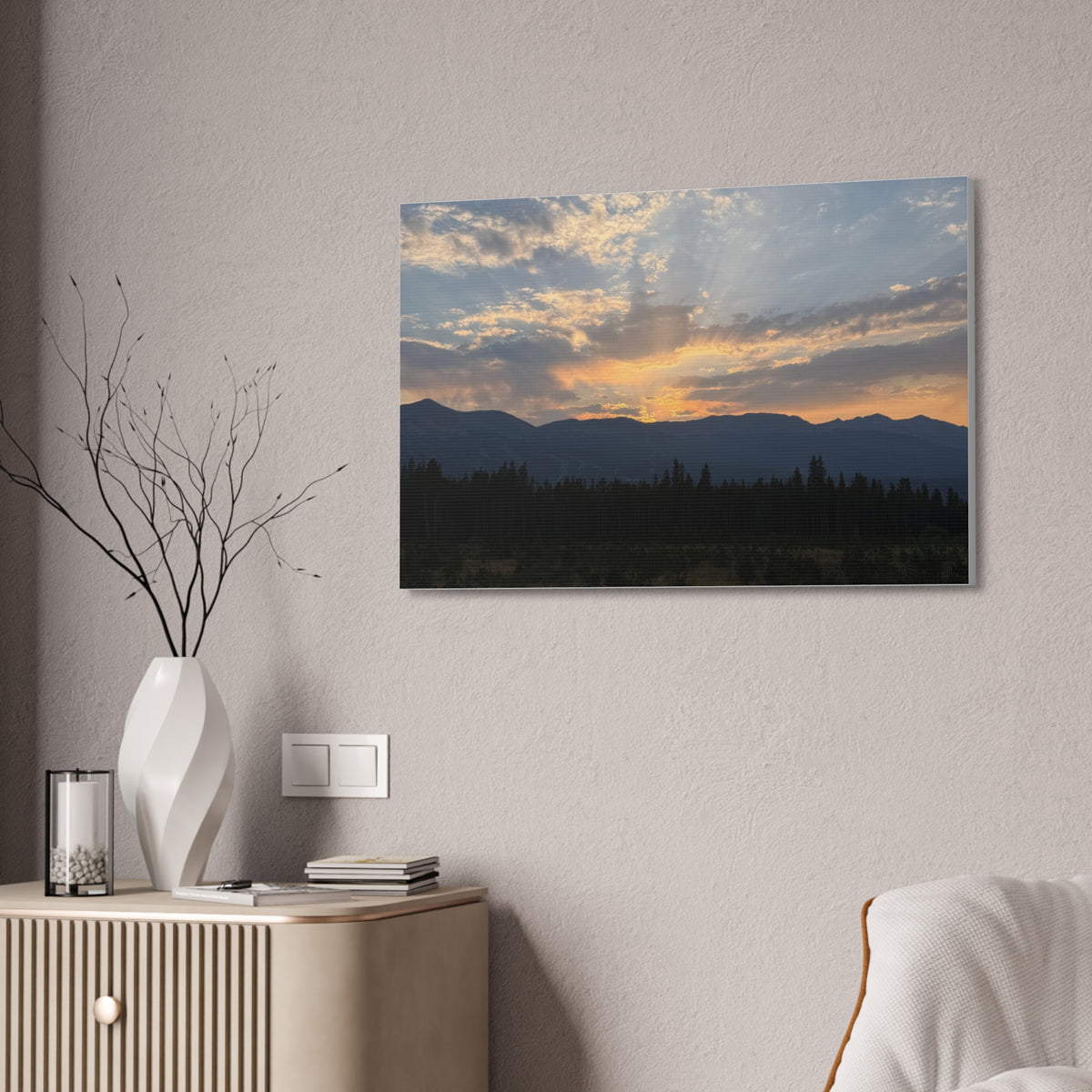 Sunset Mountain Canvas Print – Stretched 1.5" Wall Art
