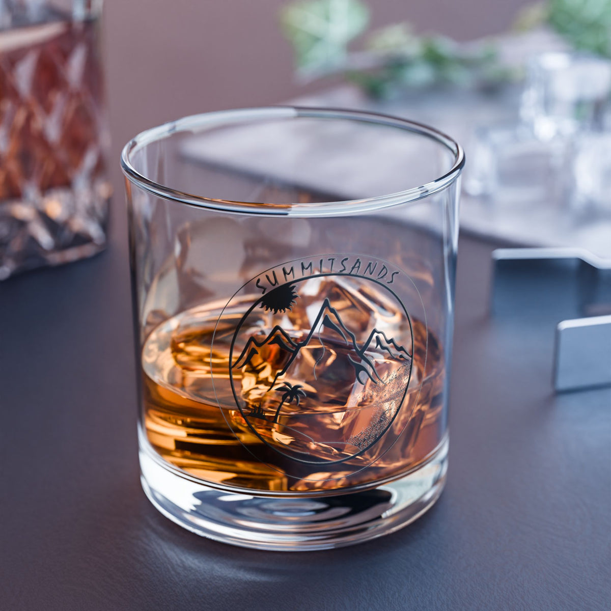 Mountain-Engraved Rocks Glass