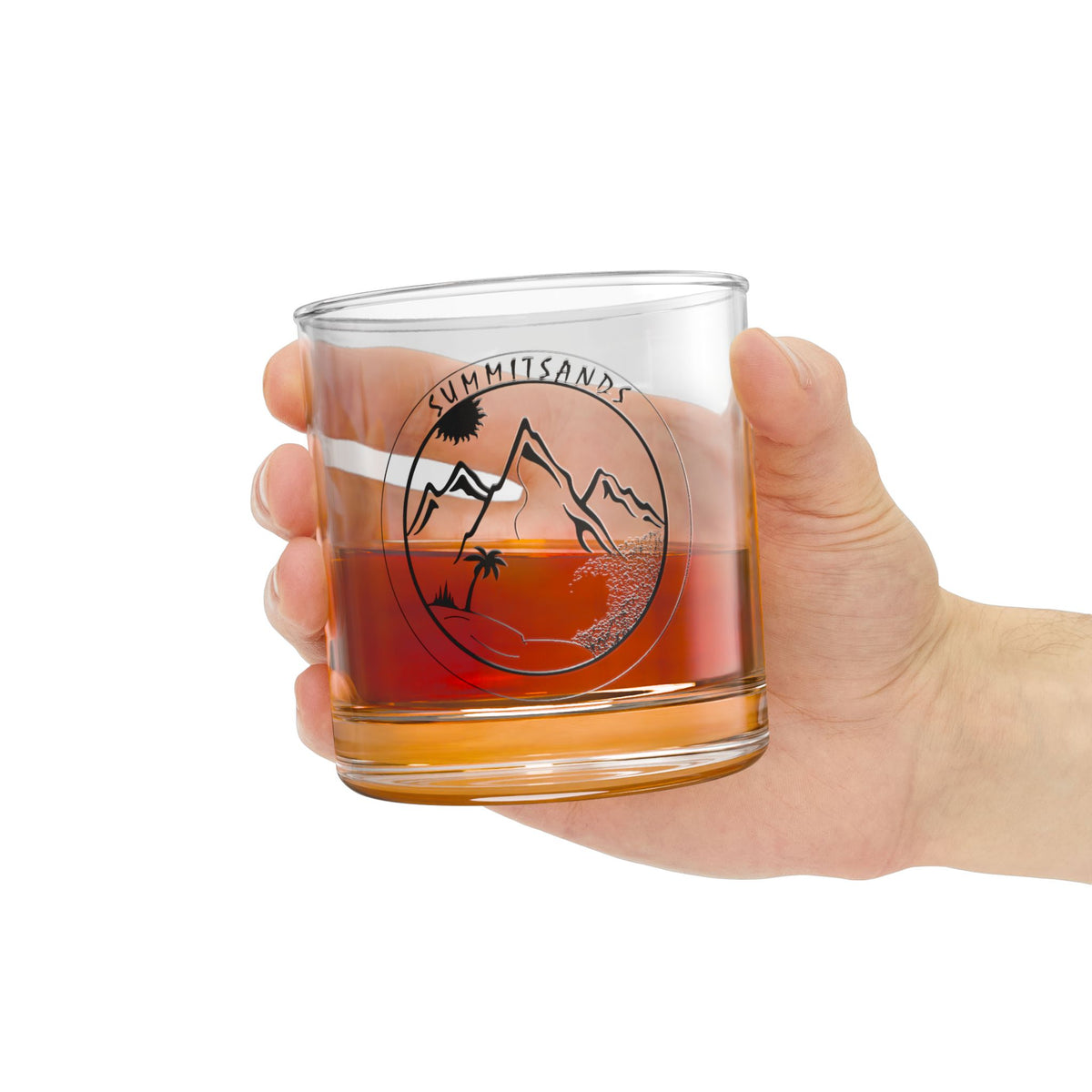 Mountain-Engraved Rocks Glass